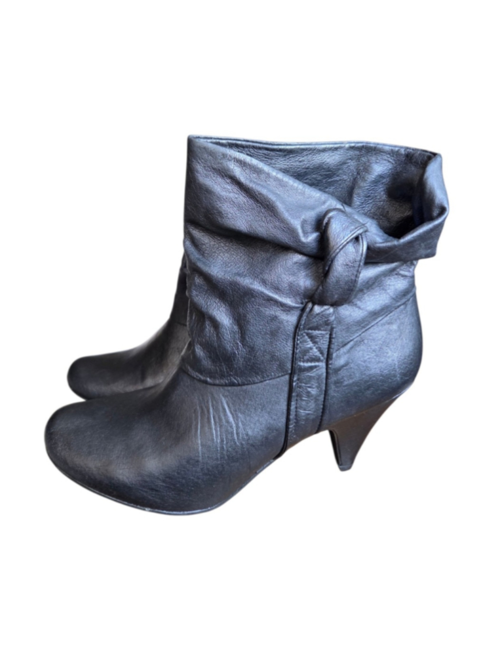 Steve Madden Jessii Ankle Booties Leather Slouchy Knotted 3" Heel Size 10